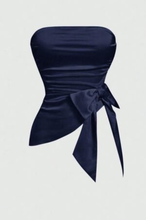 Women’s Satin Asymmetrical Tie-Up Top