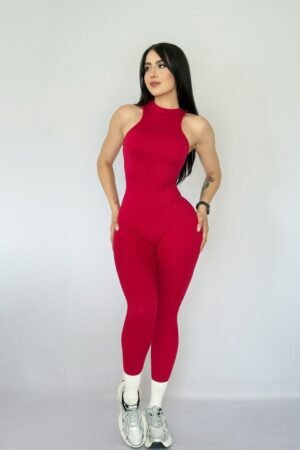 Women’s Red Sleeveless Bodycon Jumpsuit